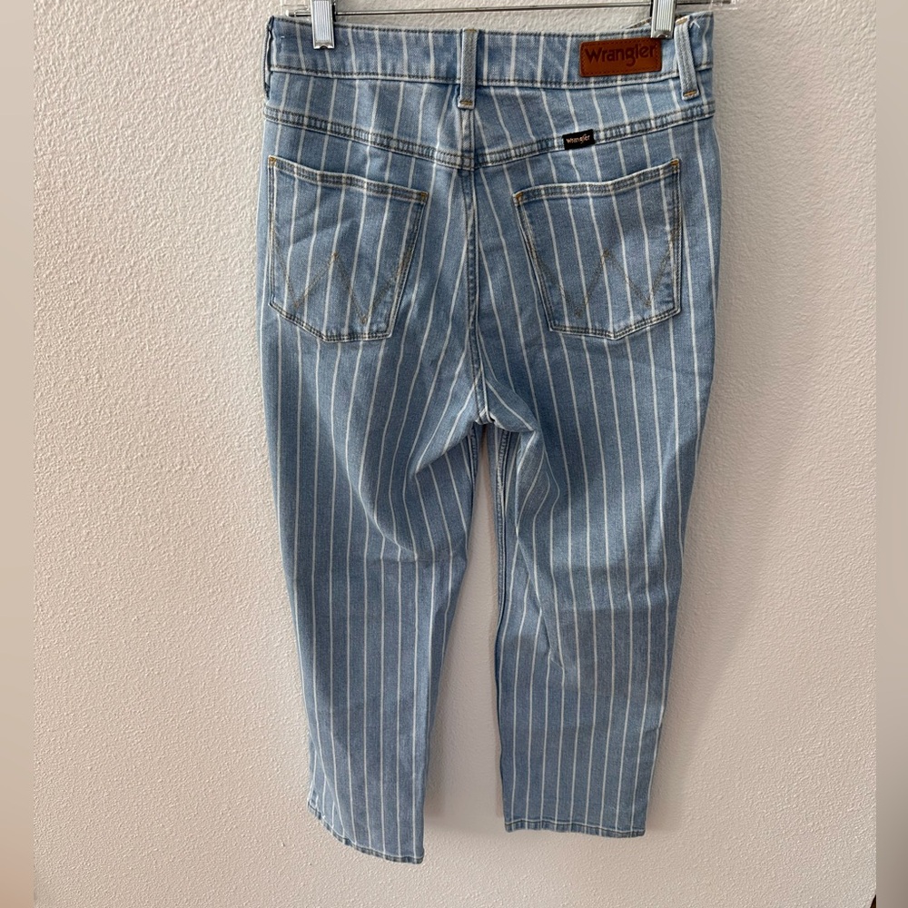Wrangler High Rise Rodeo Straight Crop Striped Jeans Size 6 - Picture 5 of 9